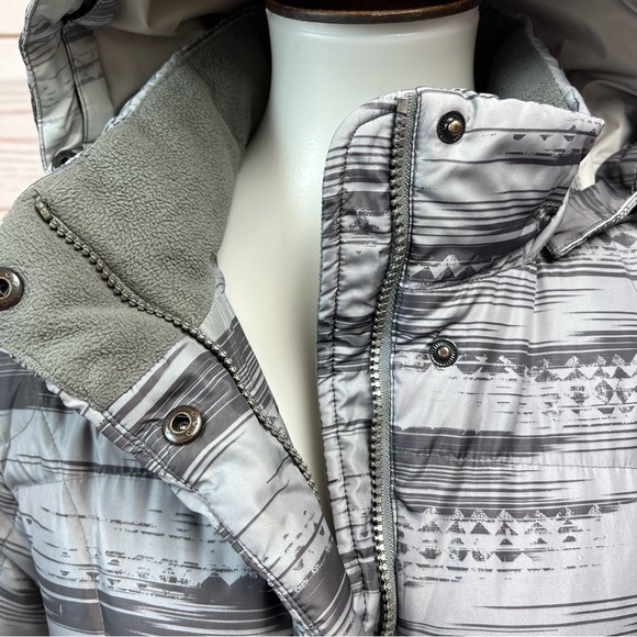 Eddie Bauer Lodge Geometric Ombre Quilted Goose Down Puffer Hooded Parka Coat - Picture 10 of 15